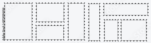 Set of old postage stamp. Postage stamp frames vector illustration.