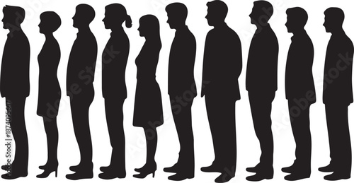 Vector;silhouette of group people standing and looking up