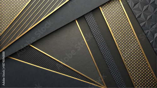 Sophisticated 3D wallpaper design with metallic accents and triangle patterns.