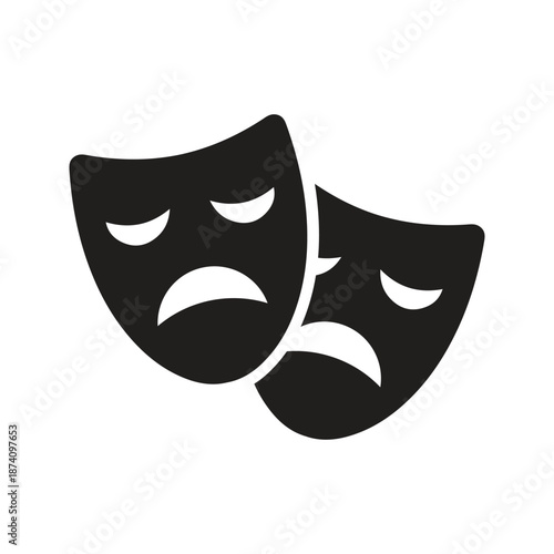 Comedy and tragedy theatrical mask icon