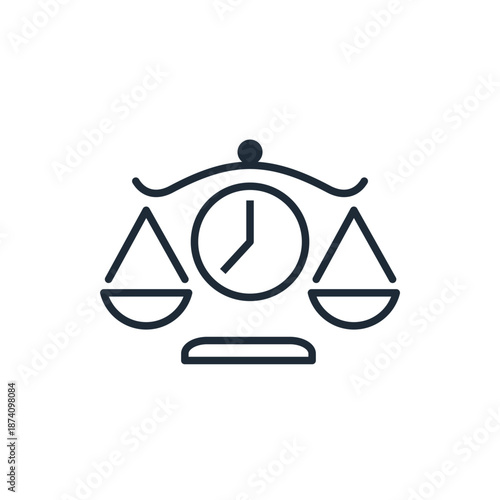 Legally, the trial process and time. Vector linear icon illustration isolated on white background.