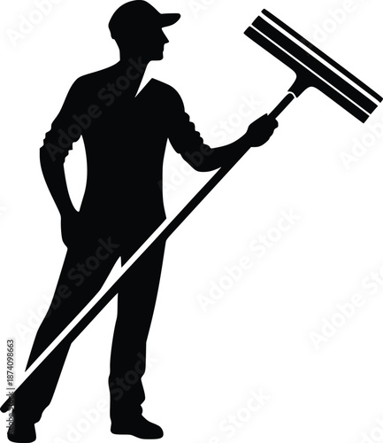 Man sweeping street