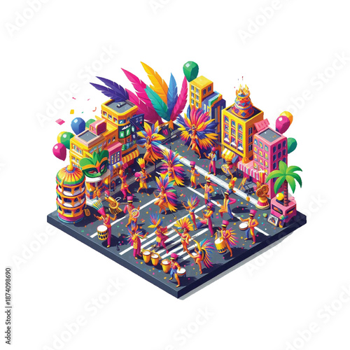 Brazil and Italy Festival Dancers Isometric Vector Icon