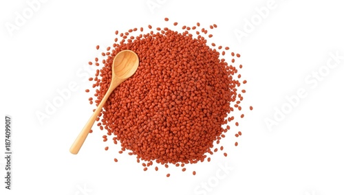 Close-up of red lentils arranged in a pile highlighting nutritious ingredients, ideal for meal prep