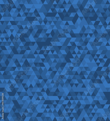 Seamless pattern of triangles. Blue color triangular mosaic vector illustration.