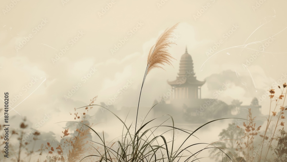 Obraz premium Chinese reed plant with striped foliage for ornamental gardens, illustrating plant diversity, World Plant Day