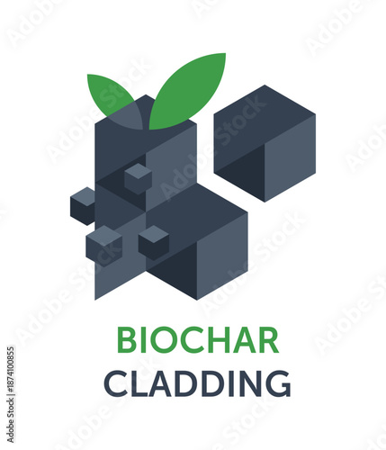 Biochar cladding construction material emblem in flat colors