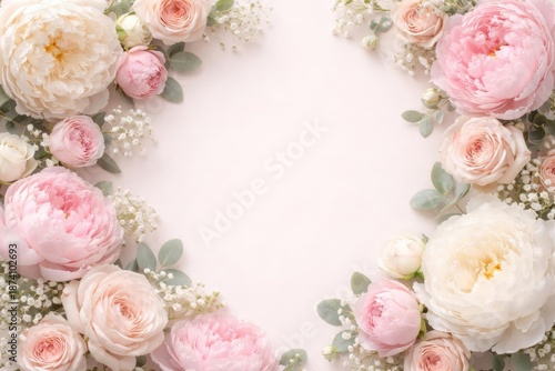 Wallpaper Mural Delicate peonies and roses displayed over a pale pink background ideal for greeting cards and postcards Torontodigital.ca