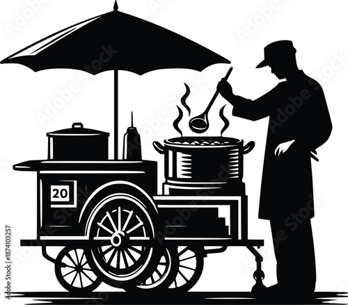 Street food vendor preparing meal