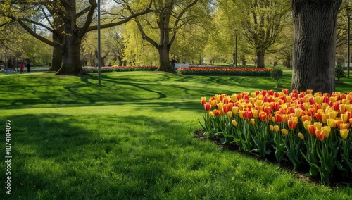 Vivid tulip varieties in full bloom at Keukenhof, springtime floral landscape, World Flower Day