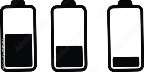 Battery icon set vector, battery charging symbol, Collection of battery icons, Battery charge indicator.