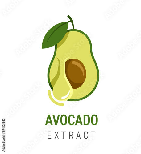 Avocado extract ingredient for skincare - emblem in flat colors