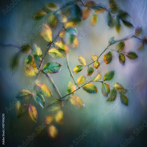 Autumnal Branches With Colorful Leaves