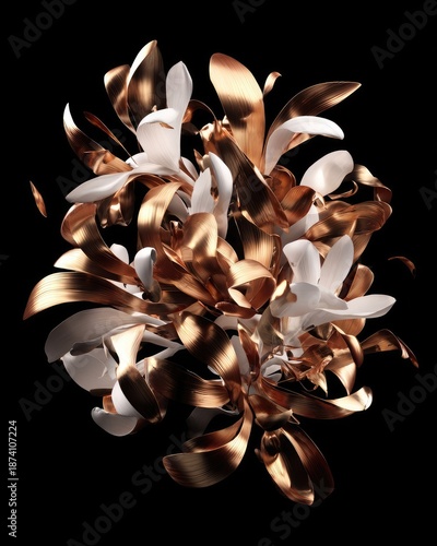 Abstract Gold And White Floral Arrangement