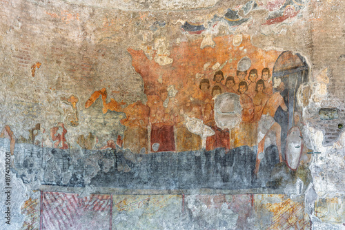 Canvastavla Italy - Rome - Oratory of Forty Martyrs - Ancient Christian fresco with figures