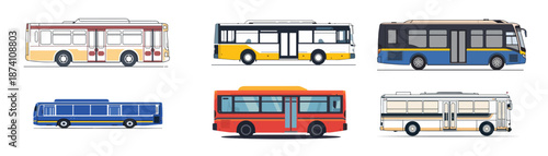 set of bus vector illustration 