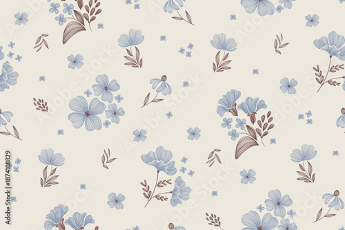 Minimal Floral pattern seamless paisley embroidery texture pink coneflower flower motifs. Vintage ikat style vector illustration design hand drawn.