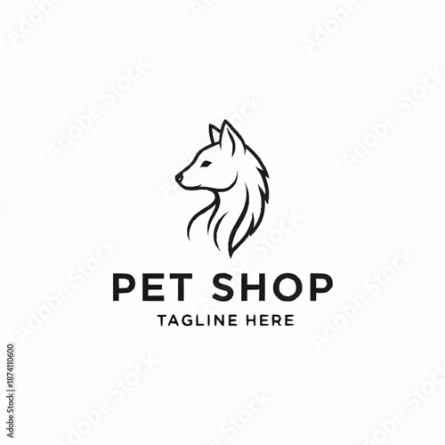 Elegant Line Art Dog Head Logo for Pet Shop Branding.