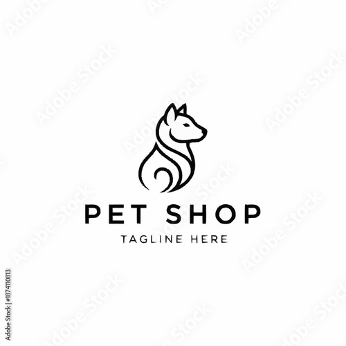 Minimalist Line Art Dog Logo for Pet Shop Branding.