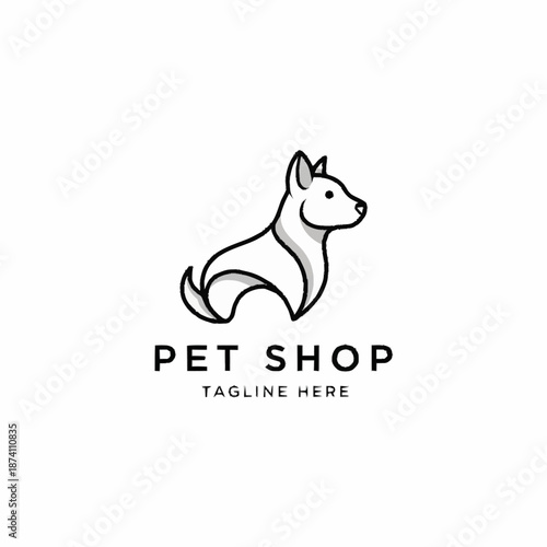 Minimalist Line Art Dog Logo for Pet Shop Branding.