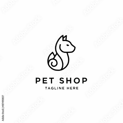 Minimalist Line Art Dog Logo for Pet Shop Branding.