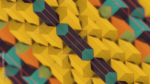 Dynamic 3D animation of a retro-style kaleidoscopic pattern. A hypnotic ornament in warm colors for VJ loops and creative projects