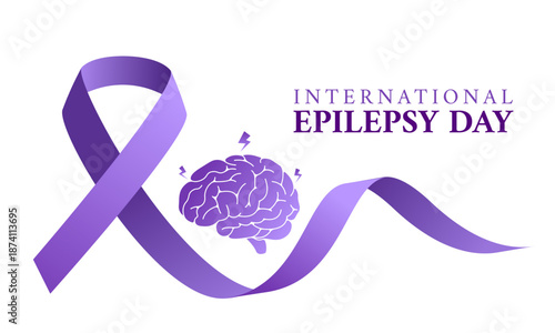 International Epilepsy Day with purple ribbon. Purple day concept background. Vector illustration