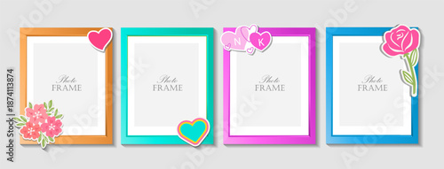 Vintage hipster retro stile. Decorative vector template frame. These photo frame can be use for kids picture or memories. Scrapbook design concept.