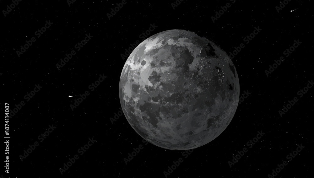 Fototapeta premium Close-up of a full Moons surface with detailed craters, suitable for space science visuals