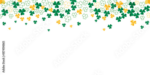 Clover seamless pattern on green background, design for St Patrick's day banner, wallpaper, background vector illustration