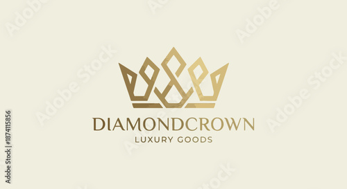 Luxury goods logo with golden crown and elegant typography