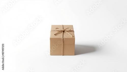 Wallpaper Mural Plain white surface with a brown paper box, highlighting simple packaging materials for logistics or mailing Torontodigital.ca