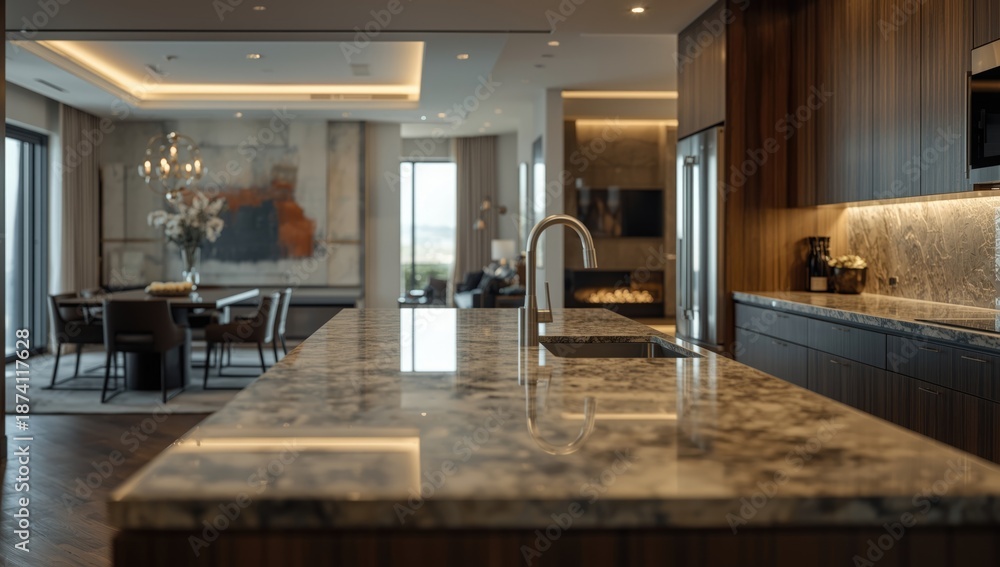 Fototapeta premium Brightly lit contemporary residential spaces showcasing innovative design elements and decor, ideal for UI backgrounds