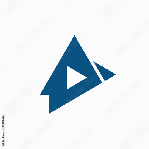 Modern play button icon for video and music streaming services