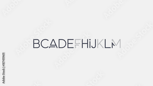 Minimalist alphabet design with modern and clean typography on a light background.