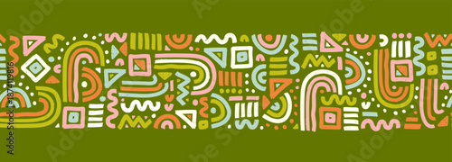 Hand drawn abstract seamless pattern, ethnic background, simple style - great for textiles, banners, wallpapers, wrapping - vector design