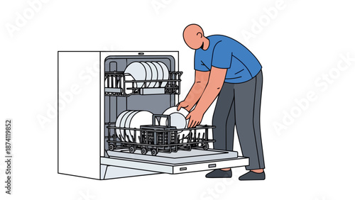 Efficiently loading household dishes into a modern automatic washing machine for pristine cleanliness