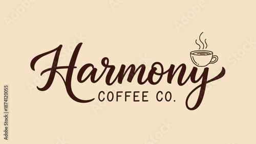 Elegant coffee company logo with steaming cup icon and stylish script font.