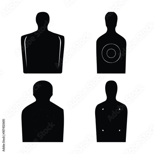 Diverse set of human silhouette shooting targets for firearm practice and training