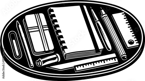 Vector illustration of an old fashioned radio with a black and white background featuring modern technology design elements like a smartphone icon and web computer button