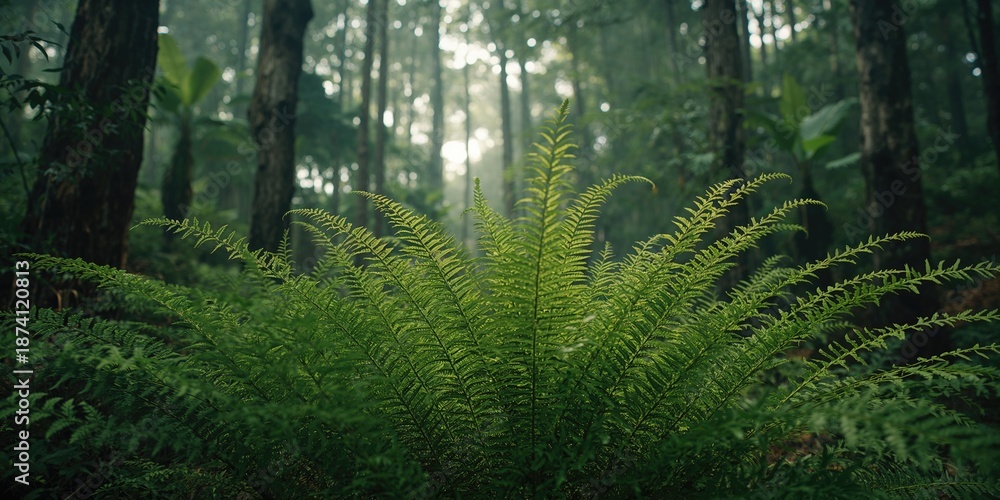 Fototapeta premium Sintra mountain landscape with lush green ferns, highlighting native plant growth