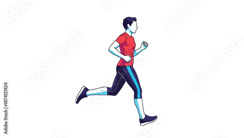 Dynamic illustration of a person engaged in a vigorous running stride promoting active lifestyle and well-being