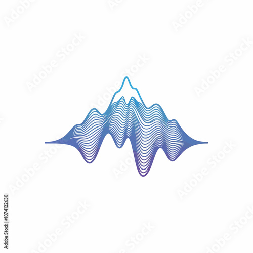 Vibrant sound wave graphic with blue and purple gradient lines