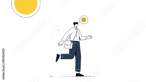 Dynamic professional on a mission, navigating the urban landscape with purpose and digital connectivity, symbolizing progress