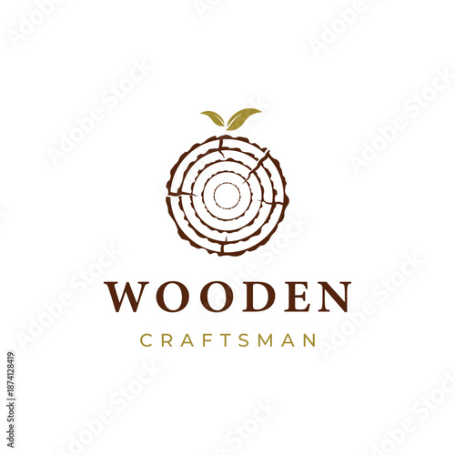 vintage retro wood and wood tools logo template.Logo design for carpenter ,old badge,furniture.