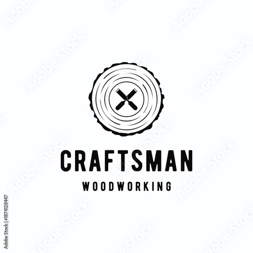 vintage retro wood and wood tools logo template.Logo design for carpenter ,old badge,furniture.