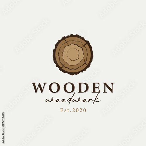 vintage retro wood and wood tools logo template.Logo design for carpenter ,old badge,furniture.