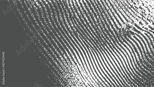 Abstract textured background with dark gray fingerprint pattern and scattered speckles on white