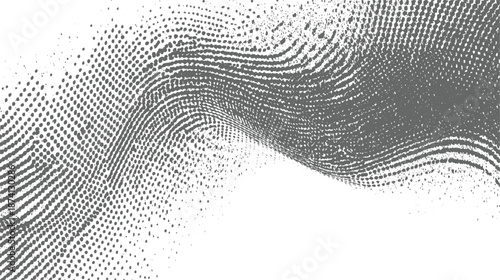 Organic abstract texture with swirling lines of halftone dots and scattered speckles in gray and white, resembling a fingerprint or water ripple