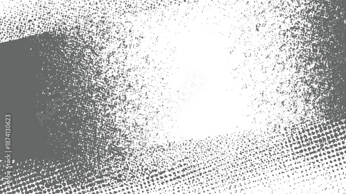 Abstract textured background with a gradient of grey dots and a rough brush stroke effect creating a distressed and artistic visual